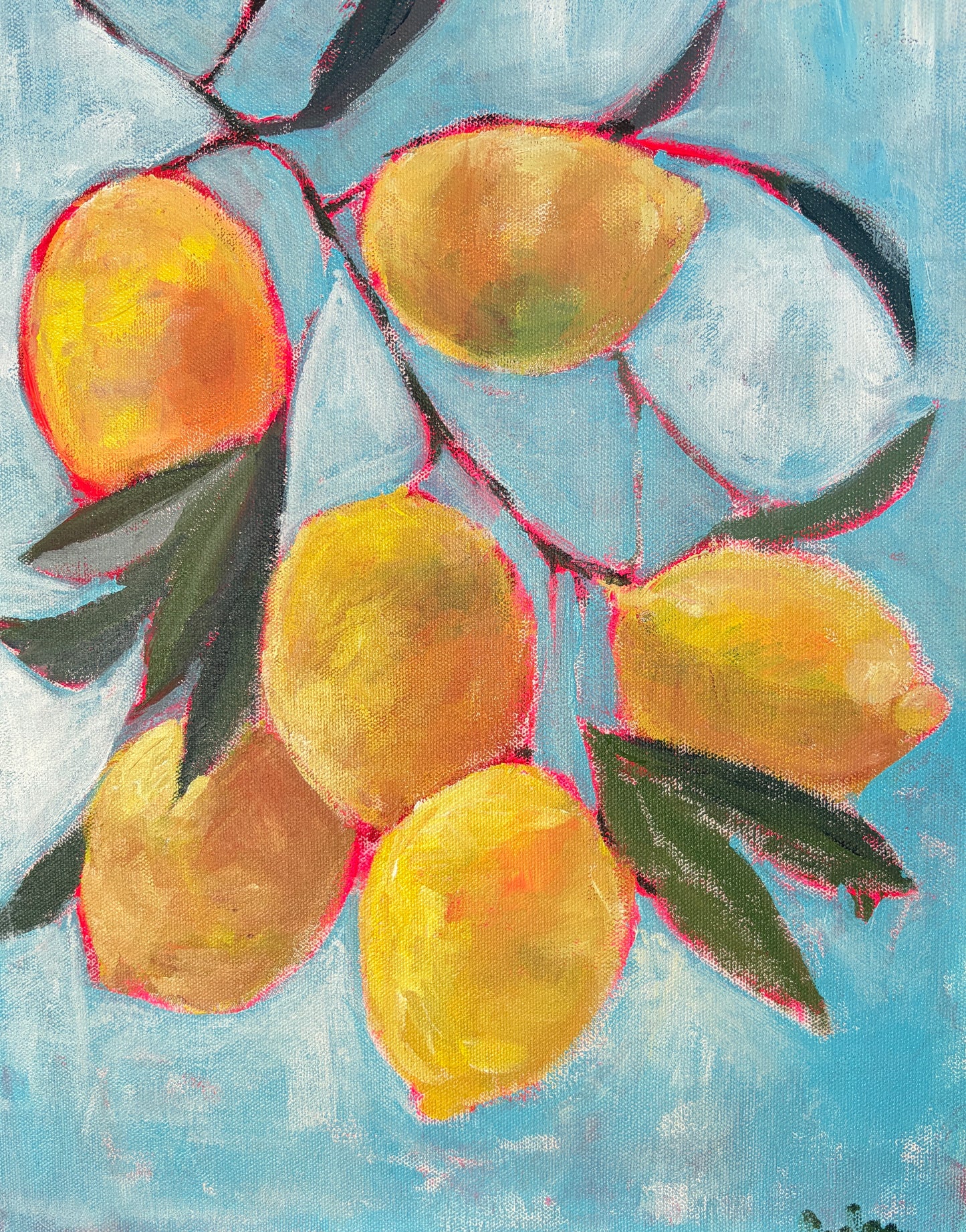 Lemons in Blue — Original Acrylic Painting, 14 x 18