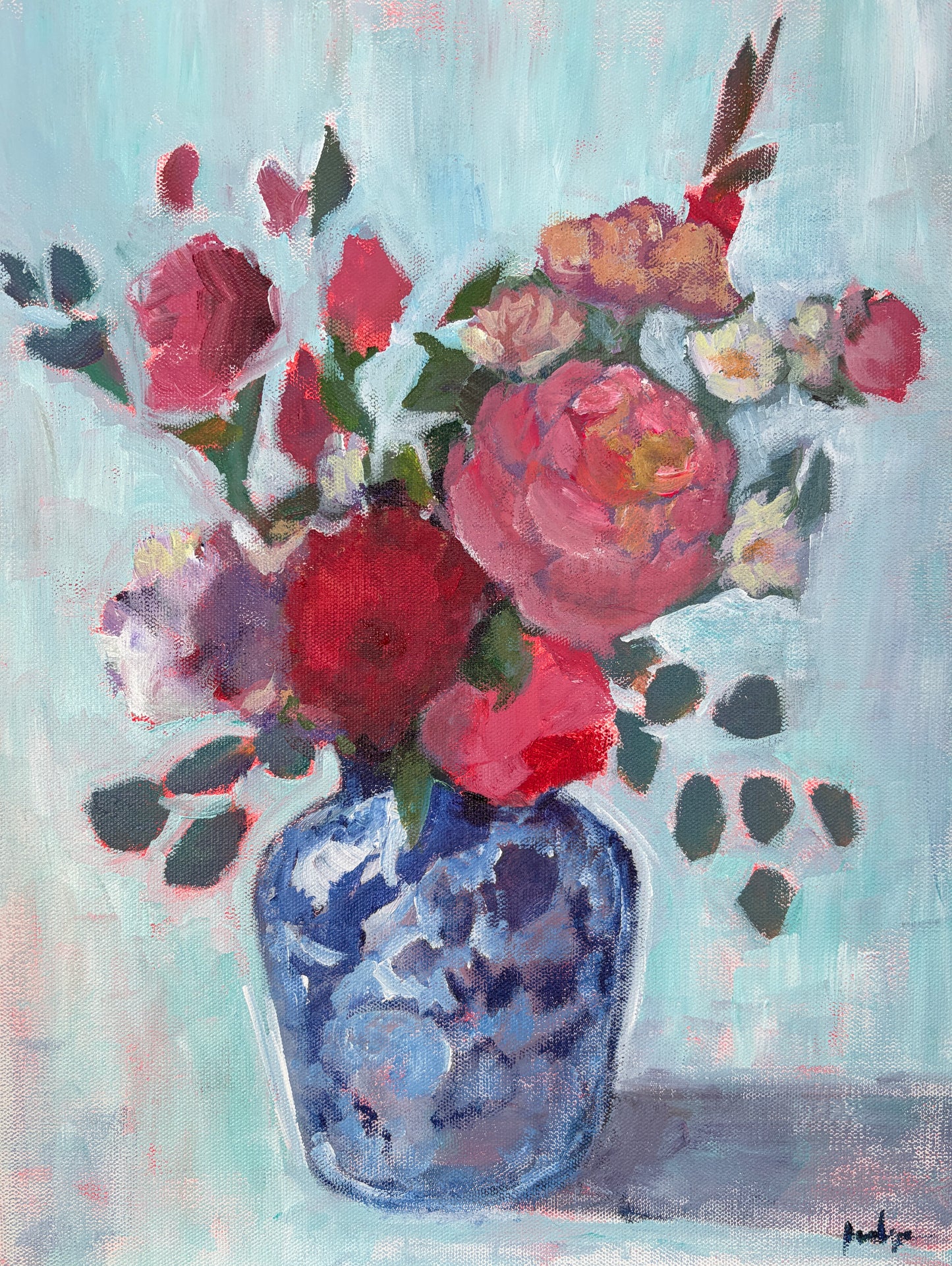 Roses Still Life — Original Acrylic Painting, 14 x 18