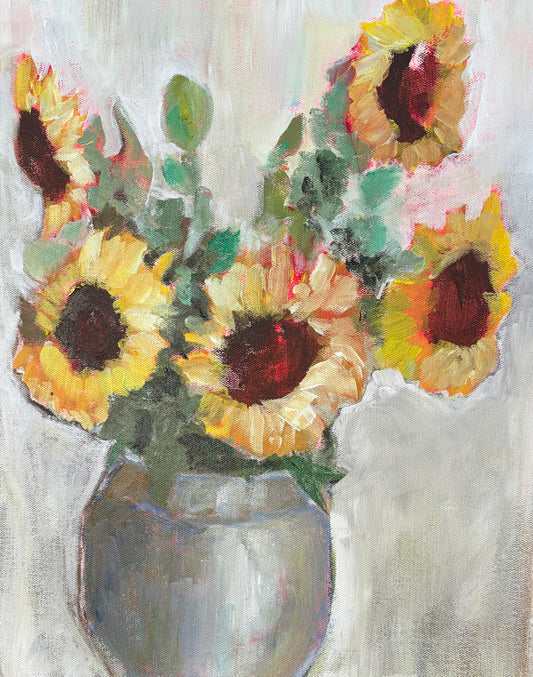 Sunflowers Still Life — Original Acrylic Painting, 14 x 18